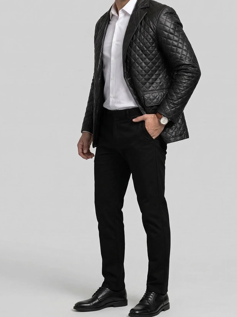 Vintage Valentino Quilted Sheepskin Leather Blazer - IT 52 / US 42